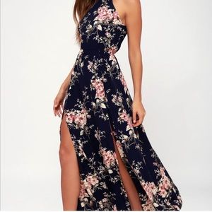 Lulu’s ‘Feel the Music” Navy Blue Floral Dress